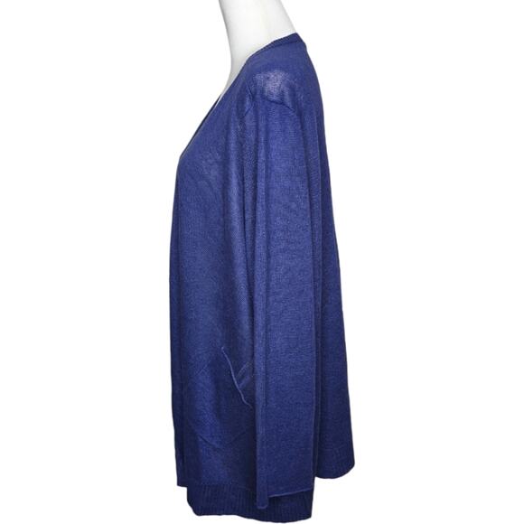 Eileen Fisher Straight Cardigan Fine Gauge‎ Linen Sapphire Blue 2X - Picture 6 of 13